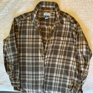 Columbia Brown and Tan Plaid Shirt